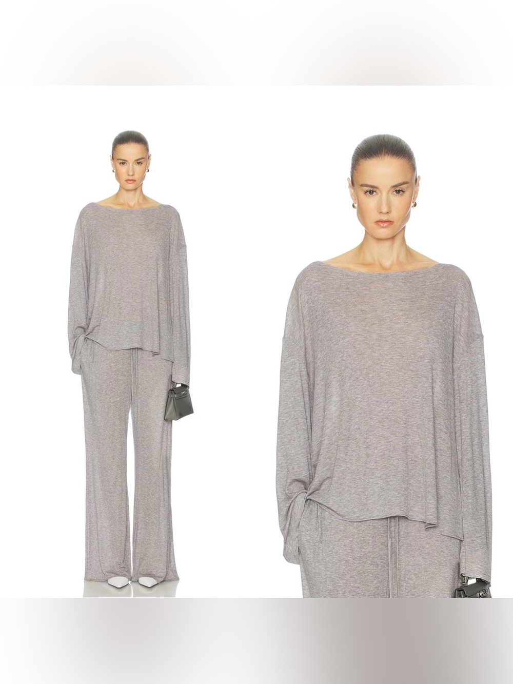 NWT HELSA Oversized Shirt in Everyday Jersey in Dark in Heather Grey